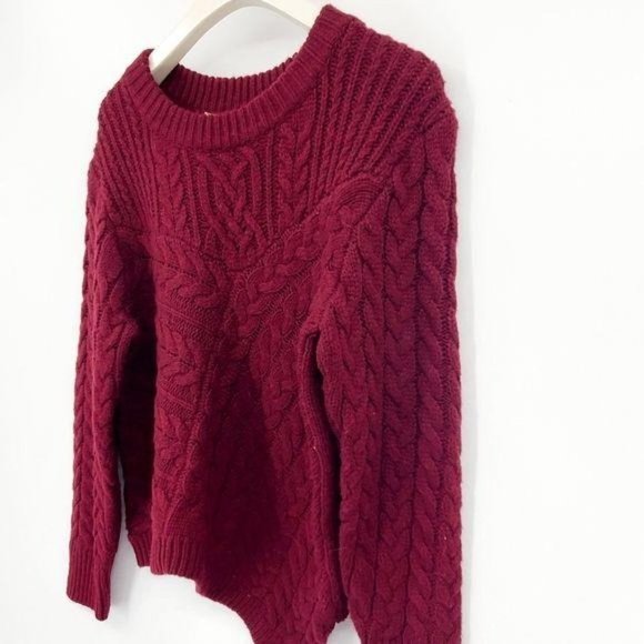 Chelsea & Violet Wine Cable Knit Crew Neck Long Sleeve Sweater Medium 8-10 NWT - Picture 3 of 6